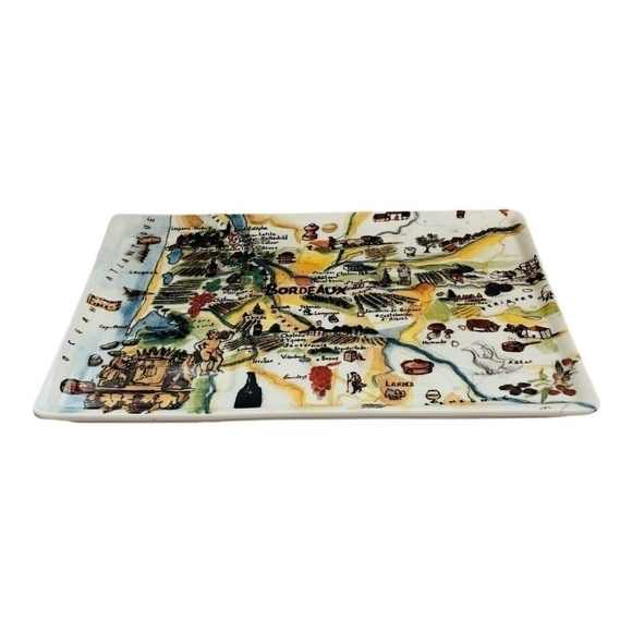 Large PLATTER Williams Sonoma Marc Lacaze 2009 Culinary Wine Map of France Tray - Picture 3 of 5